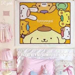 Ready stock sa local warehouseCartoon cute hanging tapestry for girls dormitory wall decoration dopamine background fabric for rental rooms room decoration tapestry