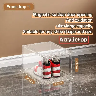 (BUY 1 TAKE 1)Clear Acrylic Shoe Box Organizer with Magnetic Door Dustproof Stackable Space Saving Storage Shoe Box Large Space Sneaker Container Shoe Rack#XH009#XH002
