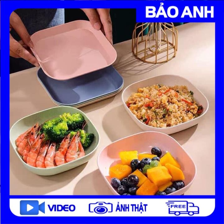 [ CÓ VIDEO + ẢNH THẬT ] Bộ 8 Chiếc Đĩa Lúa Mạch, Chất Liệu Nhựa Lúa Mạch Sinh Học An Toàn, KT 14,3cm An Toàn Cho Sức Khỏe - Tiện Lợi - Sang Trọng