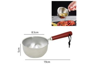 Stylish Small Pot with Wooden Handle Stainless Steel Cooking Butter Melter Oil Spoon