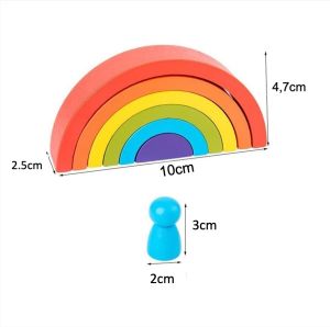 GUK Mainan Montessori Wooden Rainbow Block + Peg Doll Balok Pelangi COD