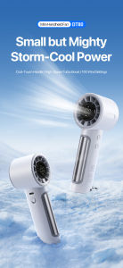 Dux Ducis Mini Handheld Portable Fan DT80 - Air Conditioner Cool Breeze Turbo Boost Wind High Speed Stand USB-C Port Hook Desk Fast Touch Handle Blast Powerful Relaxing Comfortable 14 Hours Run Time