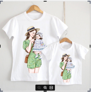 áo đôi mẹ và bé gái áo bố và con trai áo gia đình 3/4/5 người chất cotton mịn mát giá sĩ chất cotton mịn mát