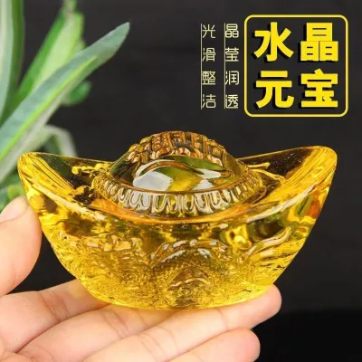 Attract Wealth And Treasure Dragon Patterned Gold Ingots Crystal Gold Ingots Natural Authentic Gold Ingots Attract Wealth Ornaments Household Prosperous Homes High-End Gold Ingots
