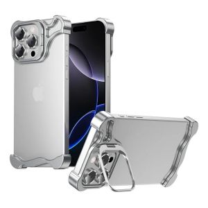 Metal Frameless Bumper Holder Shockproof Case for IPhone 17 Air 16 15 14 Pro Max 16Pro 17Pro Heat Dissipation Phone Cover