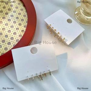 [COD] Big House ต่างหูห่วงกลมรูปเรขาคณิตสีทองโลหะผสมแบบเรียบ3คู่ เซ็ตสำหรับเป็นของขวัญอัญมณีสำหรับคู่รัก