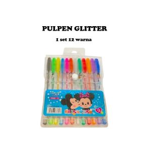 1 Pack 12 Warna Pulpeb Gliter Pulpen Gel Warna Glitter / Glitter Pen Squeezy 12 Warna
