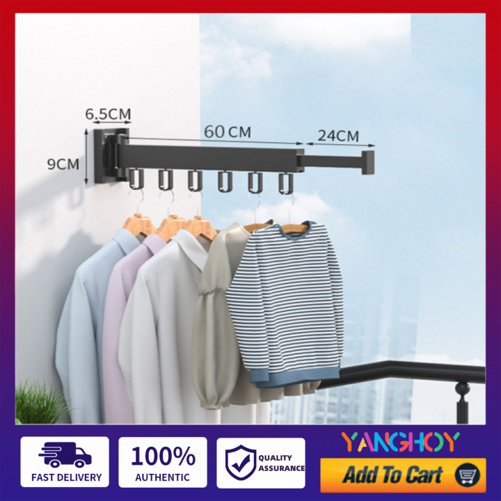Retractable Clothes Towel Drying Rack Balcony Indoor Folding Wall ...