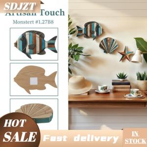 SDJZT Bằng Gỗ Sinh Vật Đại Dương Tường Nghệ Thuật Thiết Lập Tay Sơn Cá Sao Biển Cho Trẻ Em Coastal Phòng Phòng Tắm Trang Trí Nội Thất