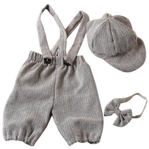 Newborn Gentleman Costume for Photography Vintage Baby Photo Suit Pants Gender Neutral Photo Outfit Infant Shower Gift