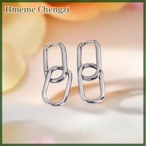 Hmeme Personalized Geometric Oval Earrings Cool Design Metal Style Ear Clips Simple And Versatile Earrings