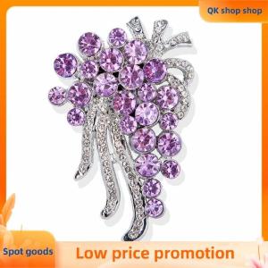 ✨QK shop✨ Chic Rhinestones Grape Bouquet Brooch For Women Fashion Coat Jewelry Accessory Perfect Pin For Work Outfits