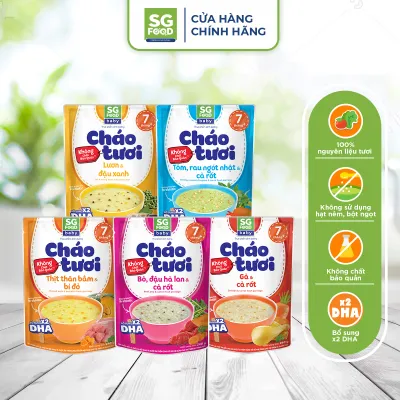 Lốc 52 - Combo 5 Cháo Tươi Baby Sài Gòn Food 240G (Gà Thịt Bằm Bò Tôm Lươn)