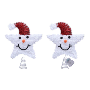 Holiday Snowman Star Tree Toppers Warm Glowing Iron Decoration Festival Table Centerpieces Christmas