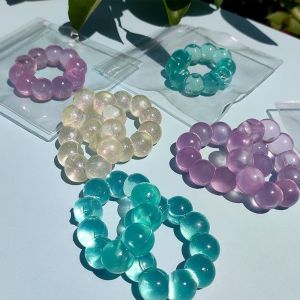 YRUQYS 3PCS TPR Soft Crystal Bead Squeeze Bracelet Sensory Elastic Squishy Bead Bracelet Extrusion Stretch Fidget Bracelet Girl Gift