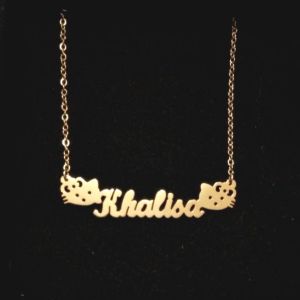 Kalung Nama Titanium Gold