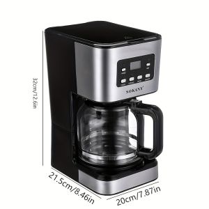 Smart Coffee Machine LED Display Automatic Coffee Maker American Drip Coffee Pot Grinding Integrated Household Coffee Machine