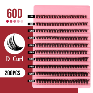 Segmental False Eyelash Set 200Pcs /60D Natural Volume Lash Clusters Diy At Home