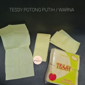 1 PAK 80 lbr TISSUE NAPKIN TISU SNACK KULINER TISSUE KOTAK MAKAN BELAH DUA LIPAT TESSY PUTIH WARNA WARNI TISUE ECER