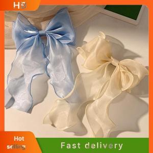 HB Mesh Barrette Bow Ribbon Hair Clips Sweet Gentle Girly Back Of Head Super Fairy Hairpins Advanced Fashion Headwear Accessories