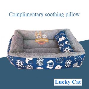 【Free pillow】Dog Bed  Cat Washable Cotton Cushion Sleeping Bed Dog Bed Washable Large Dog Bed