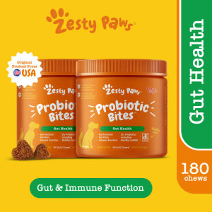 Zesty Paws Probiotic Bites for Dogs Gut Health - Pumpkin Flavor (90 Soft Chews) (EXP:01 2028)