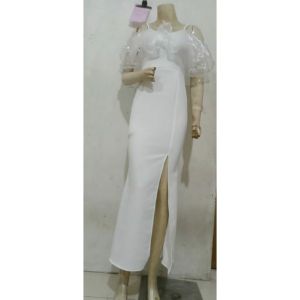 dandelia / LONG DRESS AGATHA SCUBA 2299 / dres / dres scuba import terbaru 2022 / dress lc karoke / party dress / dress korean style / dress scuba / Long Dress Pesta / Bahan Scuba Kombinasi Organza / Dres Pesta Wanita Party Dress Offshoulder Tali