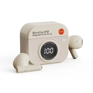 Tai nghe máy ảnh TWS cổ điển - Tai nghe không dây Bluetooth phong cách Vintage Q86 với màn hình kỹ thuật số