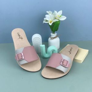 CMT lunox Sandal wanita slop kokop Sandal Plat Nonslip Teplek Motif Gesper Sabuk