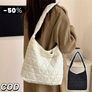 YOOXI กระเป๋าผ้าฝ้ายเย็บปักถักร้อยเพชร กระเป๋าไหล่ผู้หญิง กระเป๋าสตรีใหม่สไตล์เกาหลีความจุขนาดใหญ่