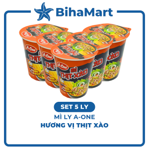 [COMBO 5 LY] - A ONE - Mì ly A-One Thịt xào Mì ly A One Thịt xào Mì ly Aone Thịt xào Mì Aone ly Mì A-One ly (65g/ly)