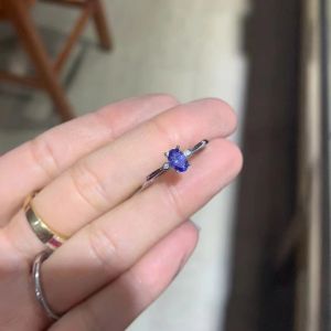 YULEM New Arrival 4x6mm Natural Tanzanite or Aquamarine Oval Stone Silver 925 for Women Dailly Wear แหวน aquamarine