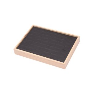 BLACKON 48 Grids Wood Rings Tray Exquisite Velvet Earrings Display Tray Simple Ear Studs Case Ring Earring Holder Desk