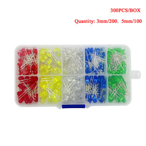 300PCS 3mm 5mm  5 Warna Lampu LED Diffused / Paket Lampu LED