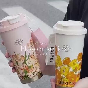Bình Giữ Nhiệt Hoa 4 Mùa 500ml Quai Xách Tiện Lợi Sang Chảnh Hiện Đại