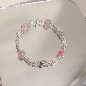 (MDK FASHION) Strawberry Crystal and Freshwater Pearls classic design magnet elegant bracelet women for gift and present lady bracelet