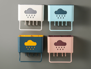 Kệ Đựng Muỗng Đũa Dán Tường kèm Móc Và Thanh Treo Khăn Thông Minh