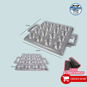 PROMO HARGA CETAKAN KUE KERAK TELUR TAKOYAKI MOTIF CEKUNG LUBANG 16/25 CUBIT COR ALUMUNIUM TEBAL