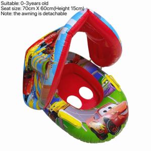 SUNLIGHT Thickened PVC Baby Float with Canopy Sun Protection Inflatable Infant Swim Ring Seat Leak-proof Safety Floating Boat with Steering Wheel Salbabida for Kids Baby Swimming Accessories Outdoor Pool Floaties for Toddlers