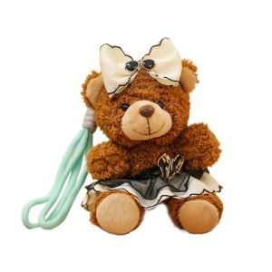 BISCUSM Ornaments Bear Keychain Cartoon Cute Stuffed Dolls Fashion Bow Car Key Ring Backpack Decor