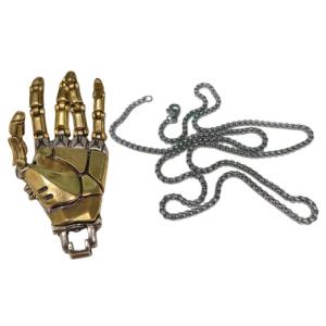 Mechanical Bionic Hand Necklace Copper Pendant Movable Finger Joints Robot Hand Charm For Men And Women