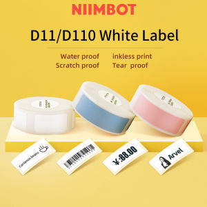 Niimbot 3 ม้วน D11 / D110 / D101 สติกเกอร์ฉลากสีขาวกันน้ำมันป้องกันน้ำมันไม่มีกาวที่เหลือของความร้อนบ้านสวนของเล่นกระดาษฉลากบาร์โค้ด