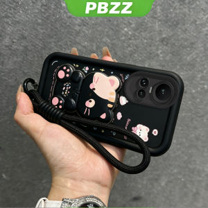 PBZZ Case for oppo Reno 10 pro reno 10 5G phone casing Softcase Silicone shockproof Cover new design aesthetic with holder 360 °   makeup mirror for girl cute pink cat JTDTMZJ3