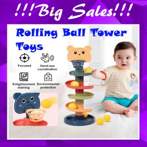 Ready Stock 5 Layer Fun Rolling Slide Ball kids fun rolling tower toys Tower Side Ball Children Early Educational