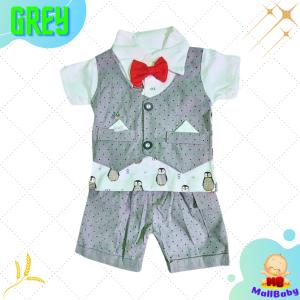 Little Gentleman Setelan Baju Bayi Tuxedo Dasi Pesta 0 - 6 Bulan Bahan Katun Nyaman Peter