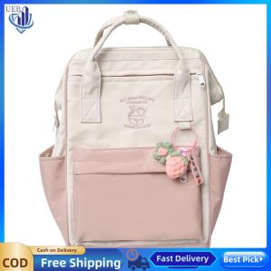 [Ueb Wholesale Center]Waterproof Student Bookbag with Pendant Large Capacity Nylon Backpack Aesthetic Backpack for Teenage Girls Women