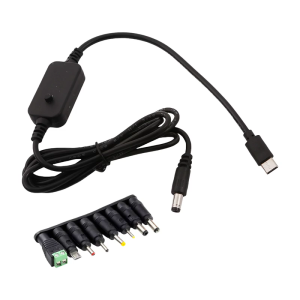 USB Type C to 5.5x2.1mm 5V 9V 12V 12V 20V Adjustable Power Cable Cord for Light Fan Toy Routers with 8pcs Connectors