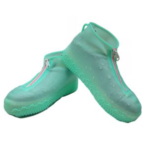 RGFV 2Pcs Reusable Waterproof Shoe Cover Wear-resistant Zipper Silicone Shoes Protective Cover Rainproof Foldable Non-Slip Rain Boots Outdoor Activities