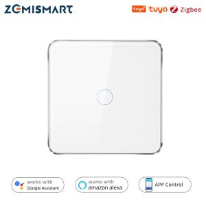 zemismart Tuya Zigbee Switch 2 Way Touch Smart Light Switch Neutral Latching Relay Light SwitchAlexa Voice ControlTuya Zigbee Hub NeedGlass Panel Multi Sensor Button Smart House Cross Switch Dual-control
