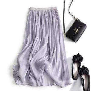 High Flowing Sheer Skirt for Women 2025 Spring Summer New A-Line Half Length Sheer Flowing Midi Skirt